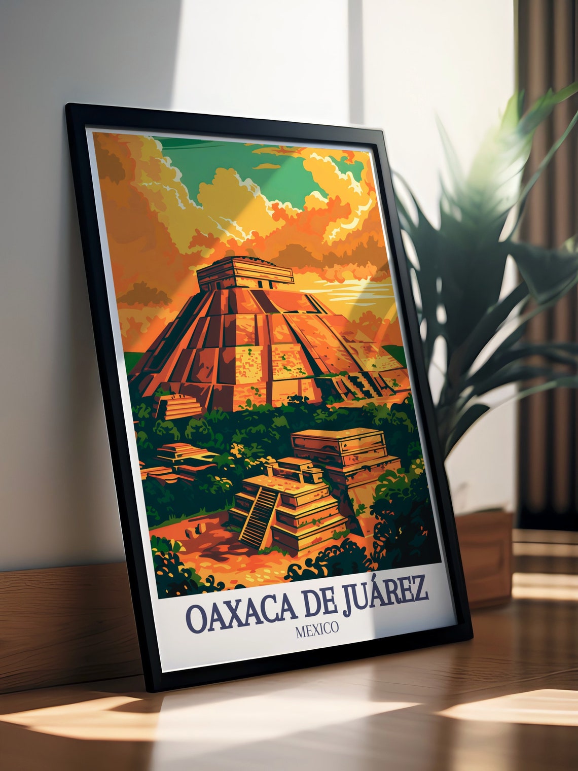 Oaxaca de Juarez Mexico Monte Alban Ruins Sunset Travel Poster - Image 2