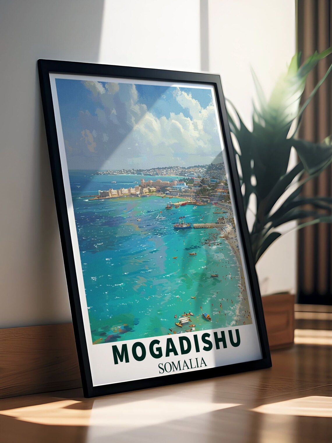 Mogadishu Somalia Beach Aerial Turquoise Water Travel Poster - Image 3
