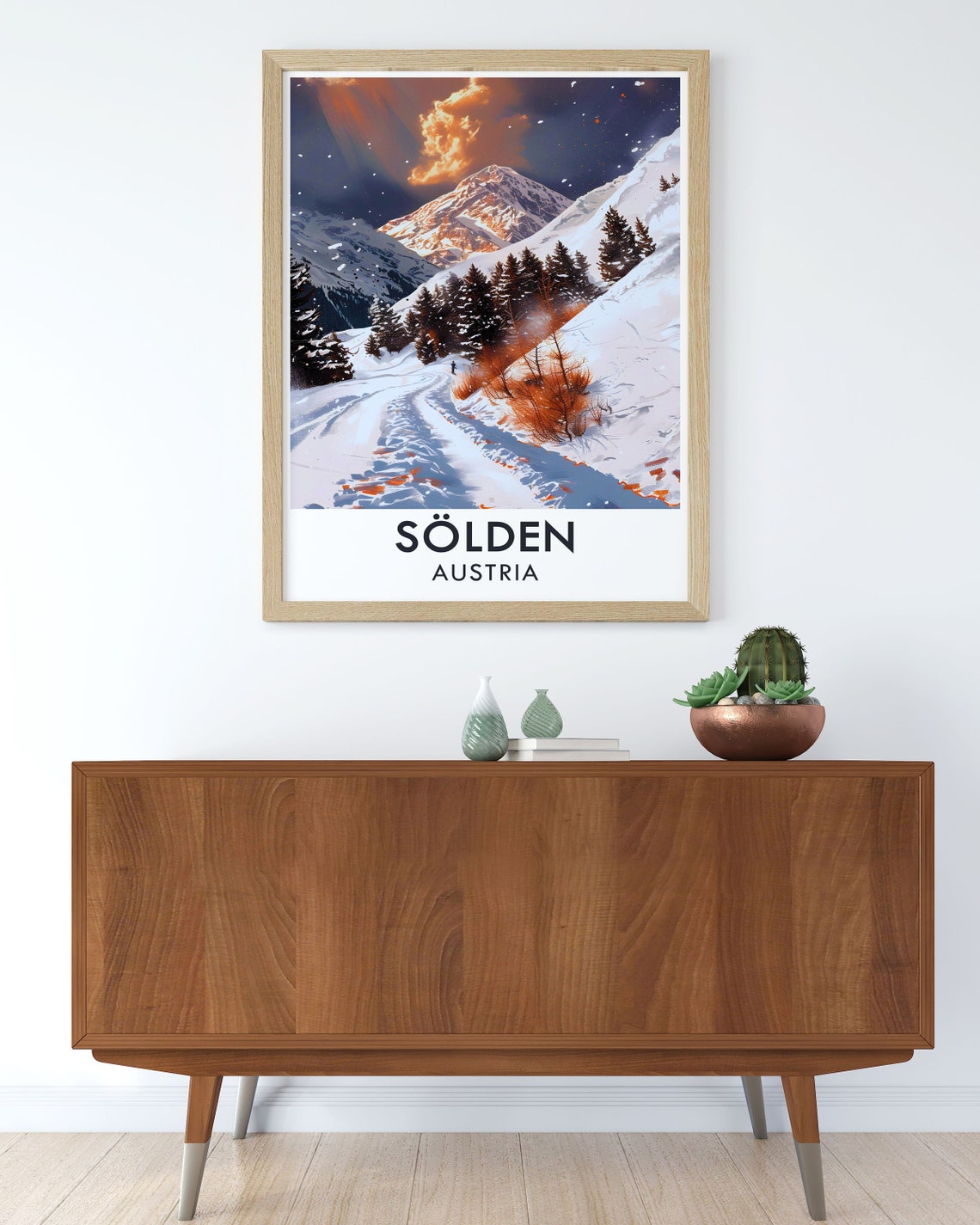 Solden Austria Snowy Alpine Slopes Sunset Winter Mountain Poster - Image 3