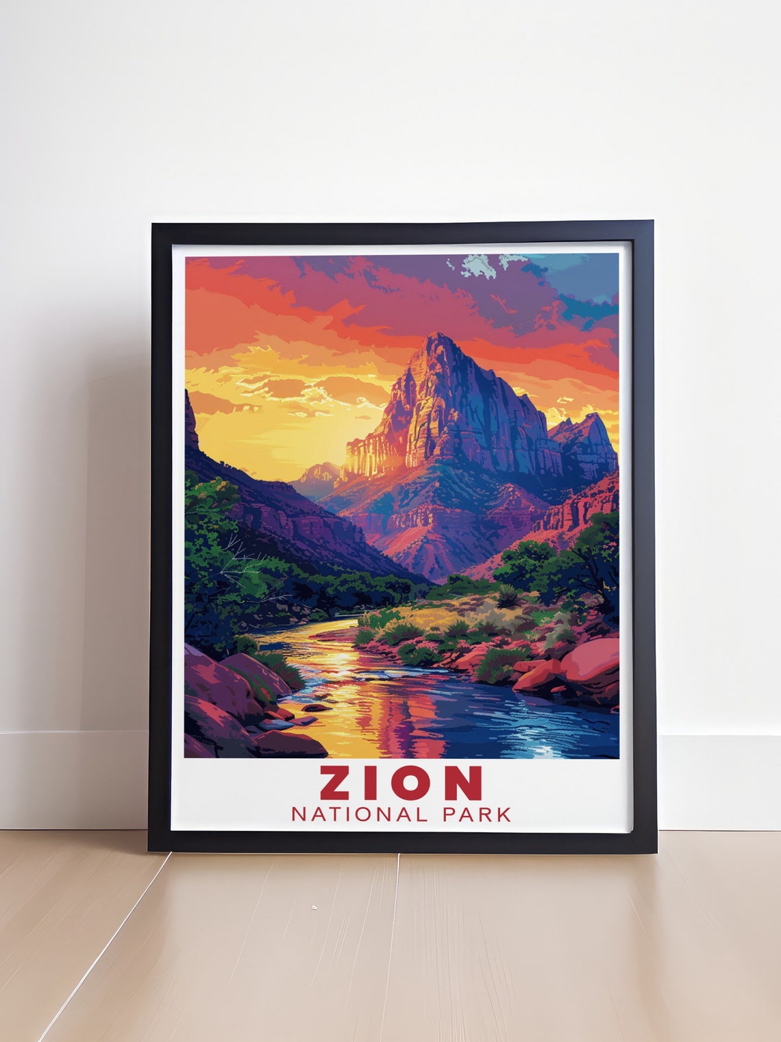 Zion National Park Watchman River Sunset Colors Travel Poster - Image 4
