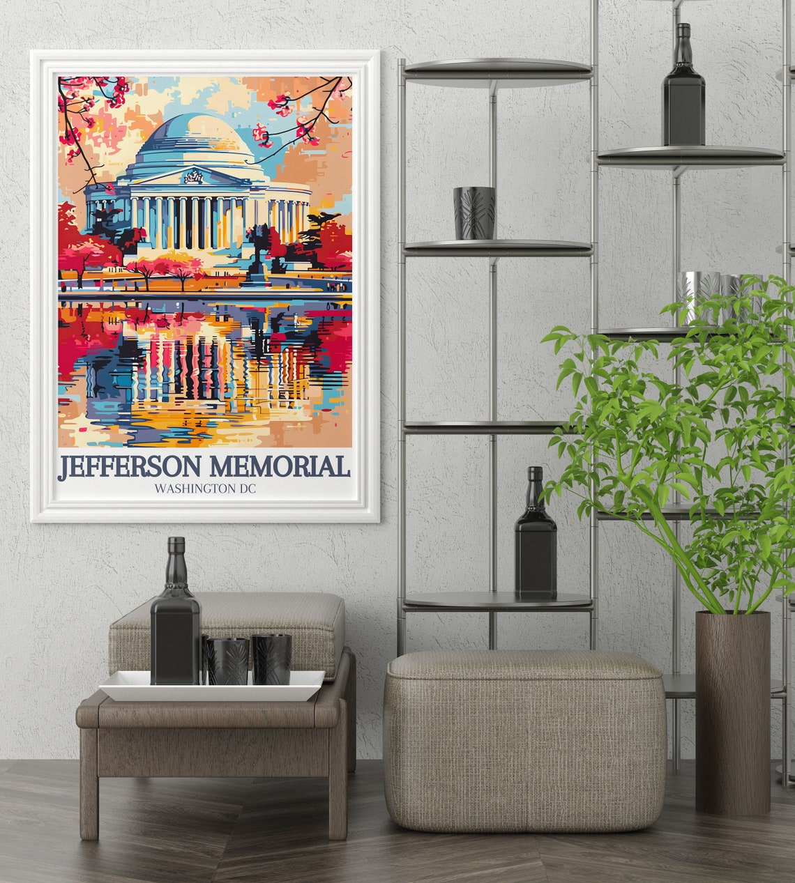 Jefferson Memorial Cherry Blossom Water Reflection DC Art Poster - Image 3