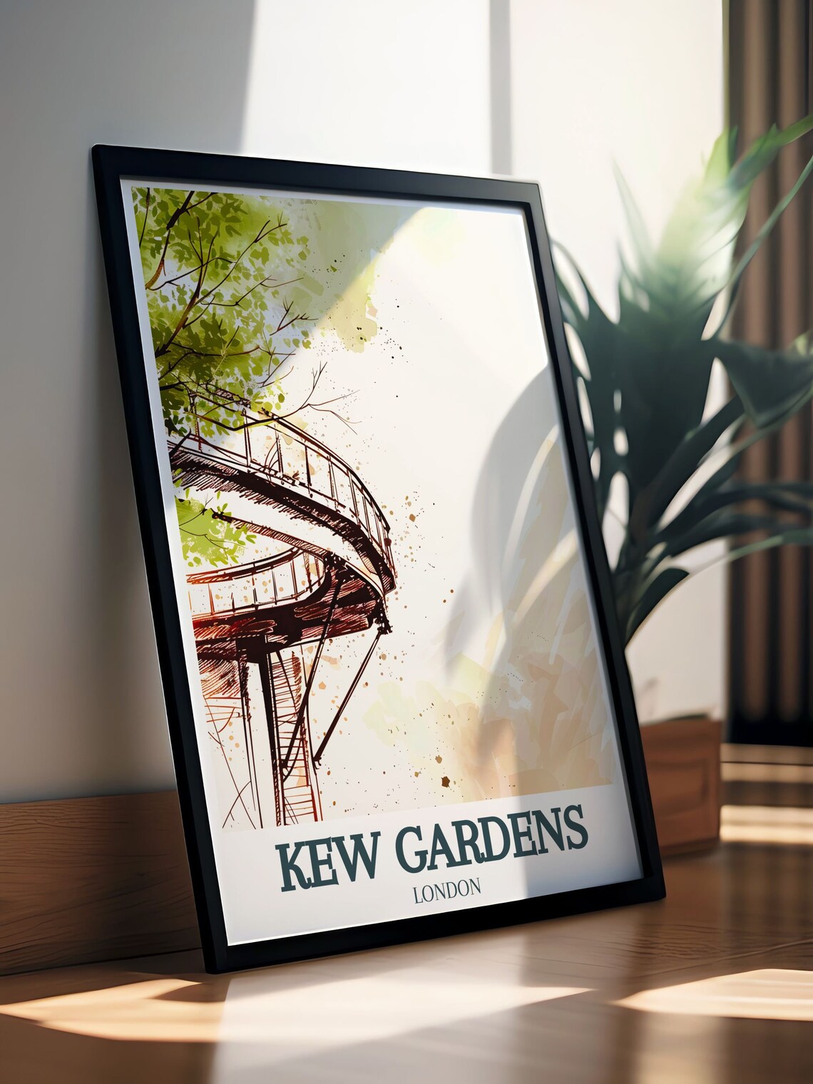 Kew Gardens Treetop Walkway Watercolor Sketch Style Art Poster - Image 2