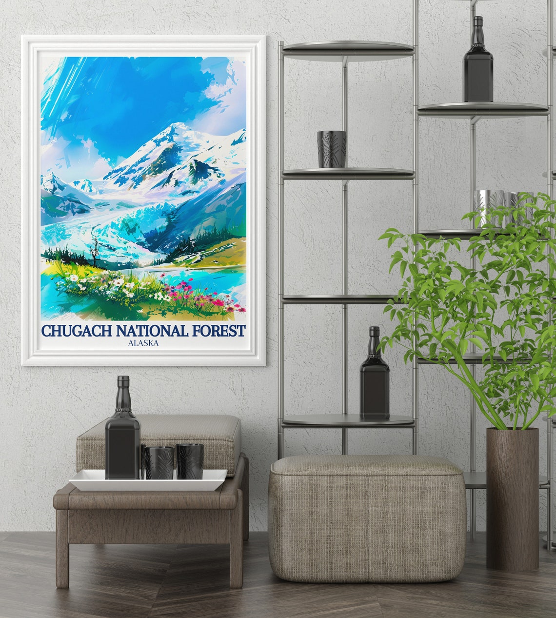 Chugach National Forest Alaska Glacier Meadow Wildflowers Poster - Image 3