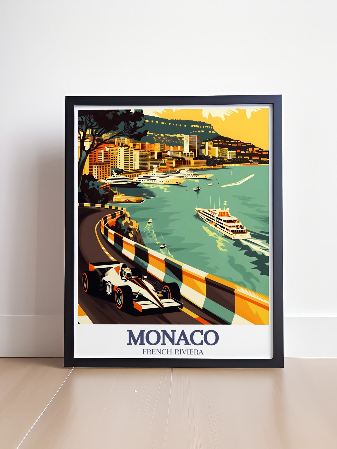 Monaco French Riviera Formula Car Coastal Circuit Harbor Poster - Image 4
