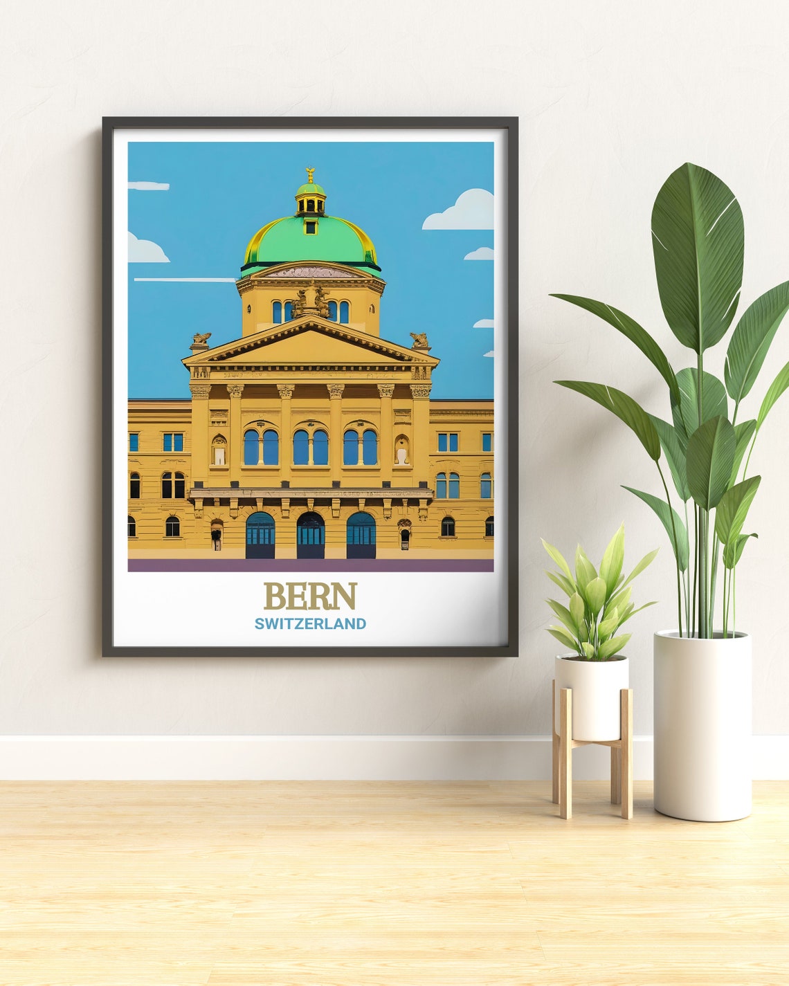 Bern Travel Print Federal Palace Swiss Print Federal Palace Travel Poster Federal Palace Wall Decor Bern Travel Gift - Image 3