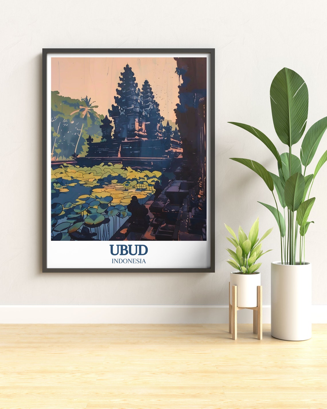 Ubud Art Pura Taman Saraswati Lotus Pond Poster Pura Taman Saraswati Lotus Pond Travel Print Pura Taman Saraswati Lotus Pond Art - Image 3