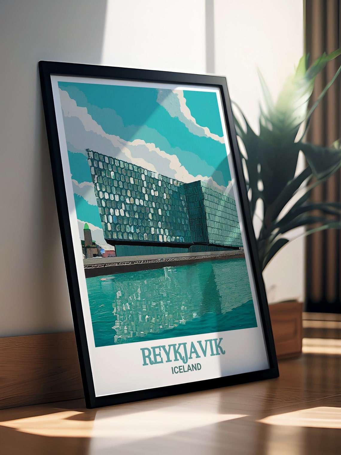 Reykjavik Iceland Harpa Concert Hall Glass Facade View Travel Poster - Image 2
