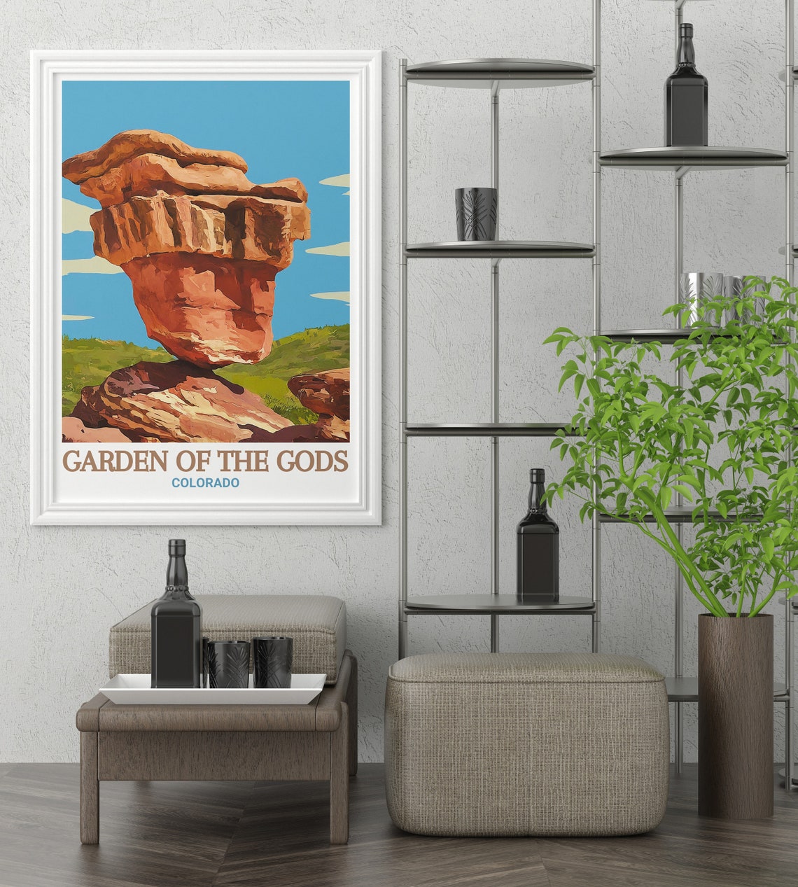 Gardens Of The Gods Art Print Balanced Rock Travel Poster Gardens Of The Gods Decor Balanced Rock Print Gardens Of The Gods Gift - Image 3