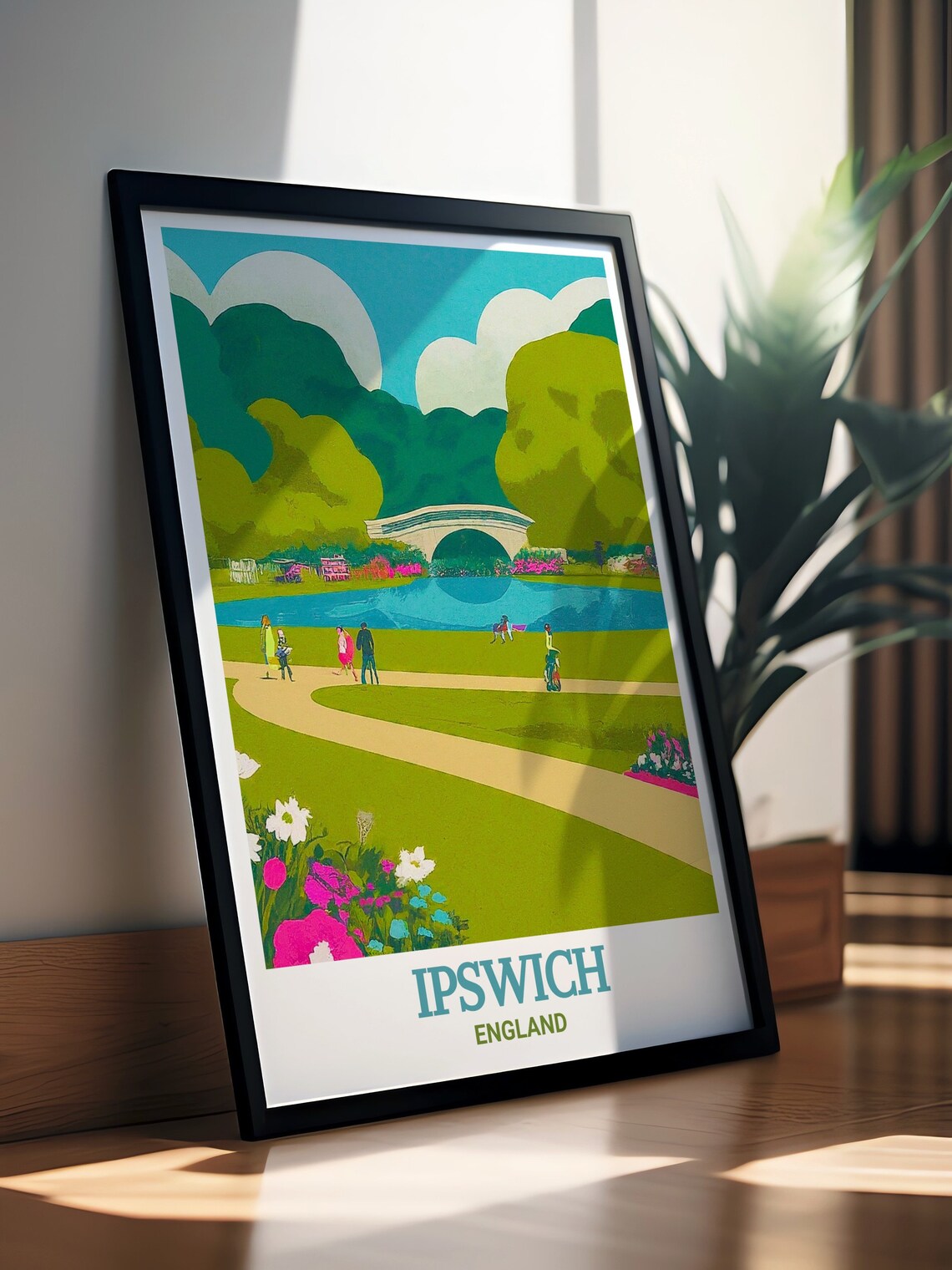 Ipswich Holywells Park Lake Gardens Retro England Nature Poster - Image 3