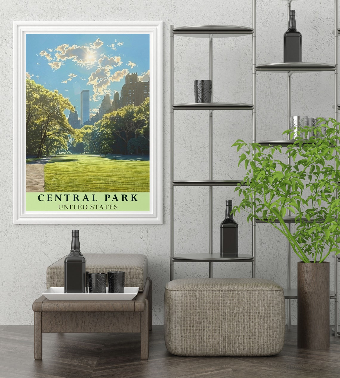 Sunny Central Park Great Lawn with Manhattan Skyline New York Poster - Image 3