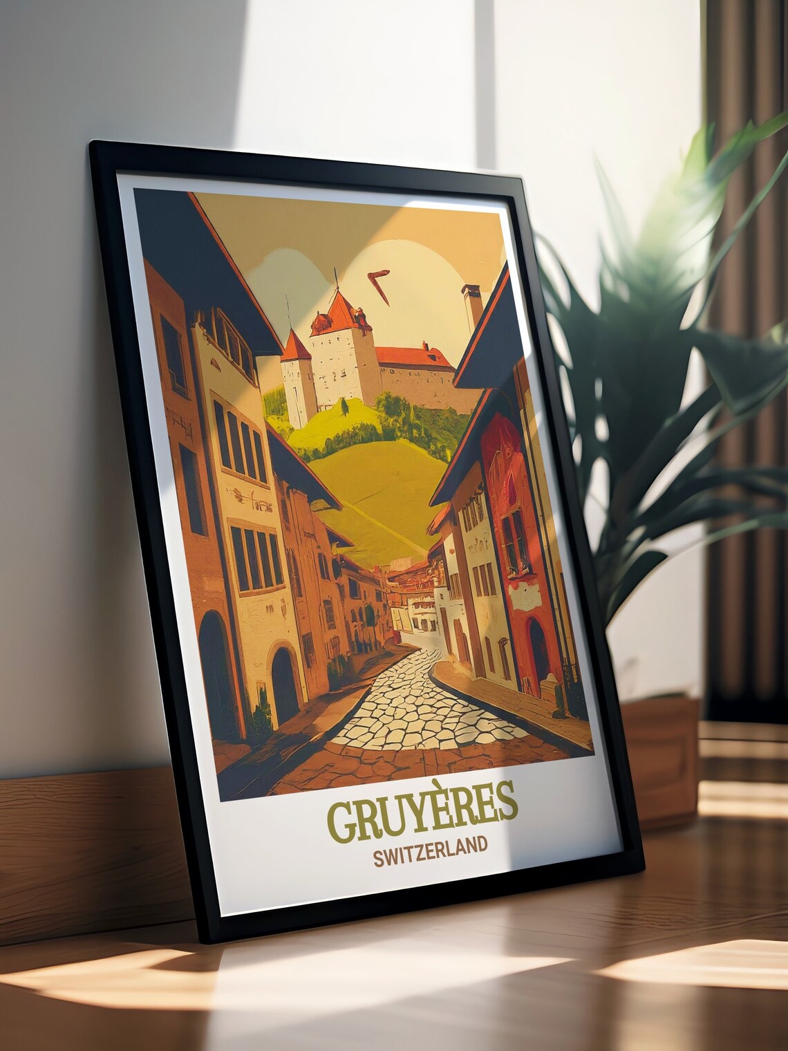Gruyeres Switzerland Medieval Town Street Vintage Travel Poster - Image 2