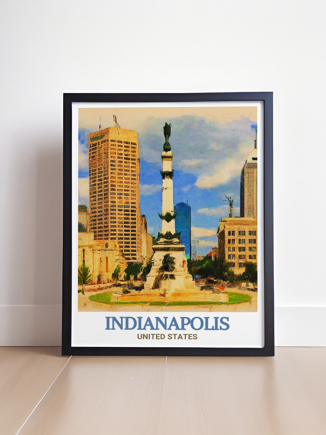 Indianapolis Monument Circle Downtown Cityscape Travel Poster - Image 4