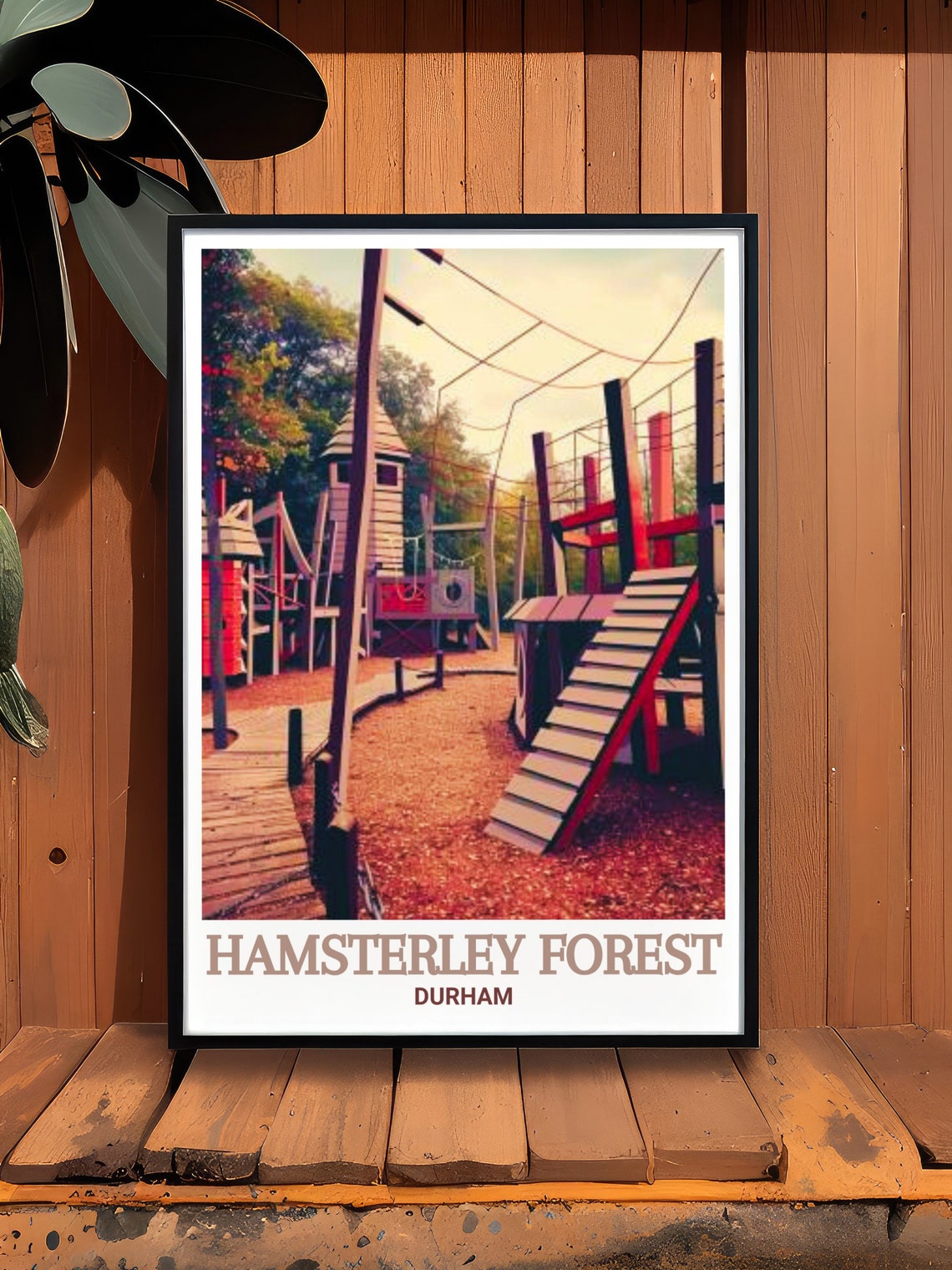 Hamsterley Forest Durham Wooden Adventure Playground Scene Poster - Image 3