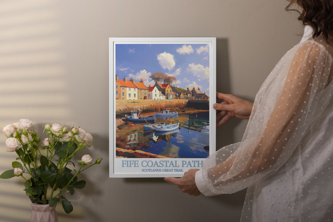 Fife Coastal Path Crail Harbour Boats and Colourful Houses Poster - Image 3