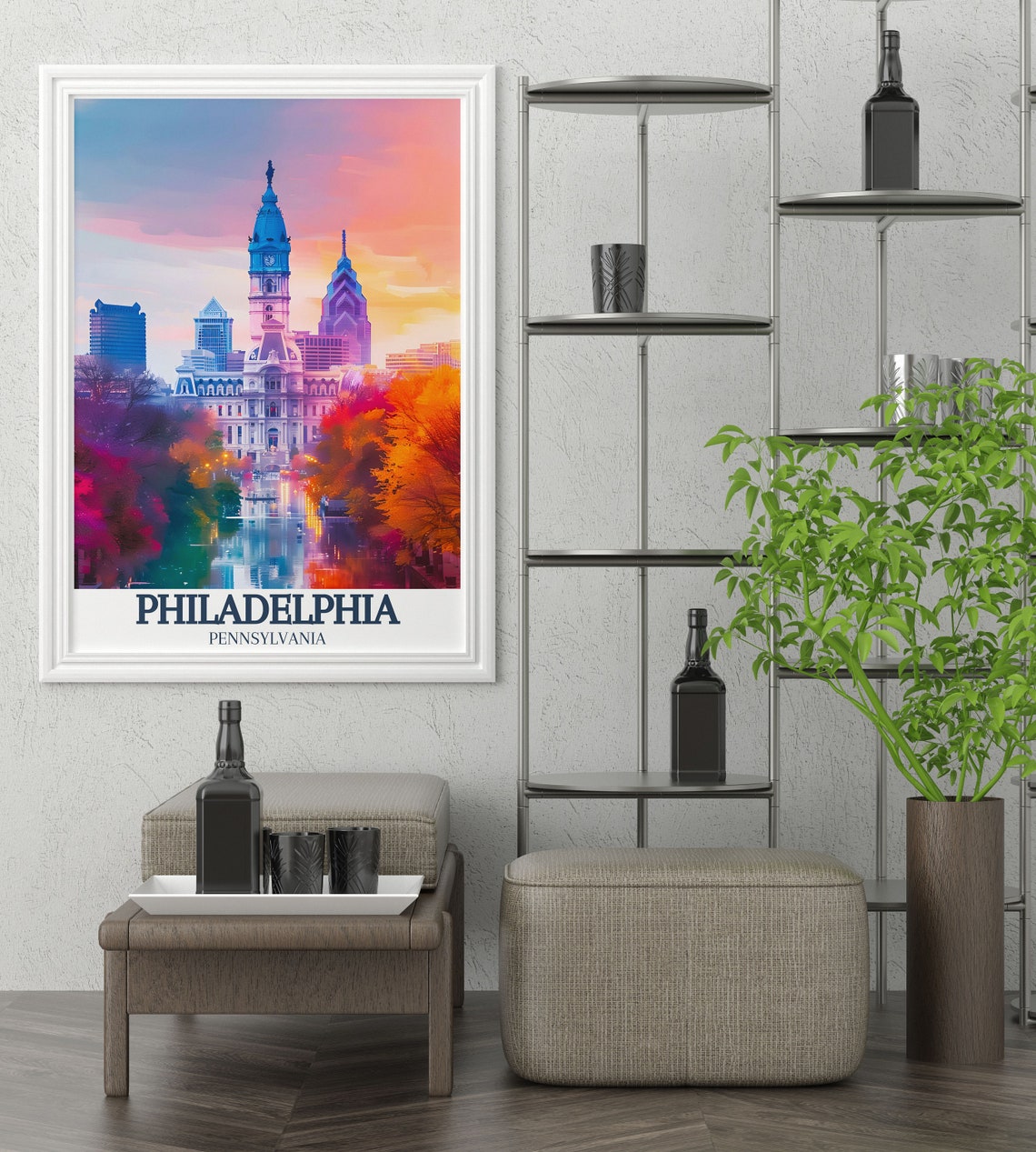 Philadelphia Pennsylvania Sunset City Hall Skyline Travel Poster - Image 4