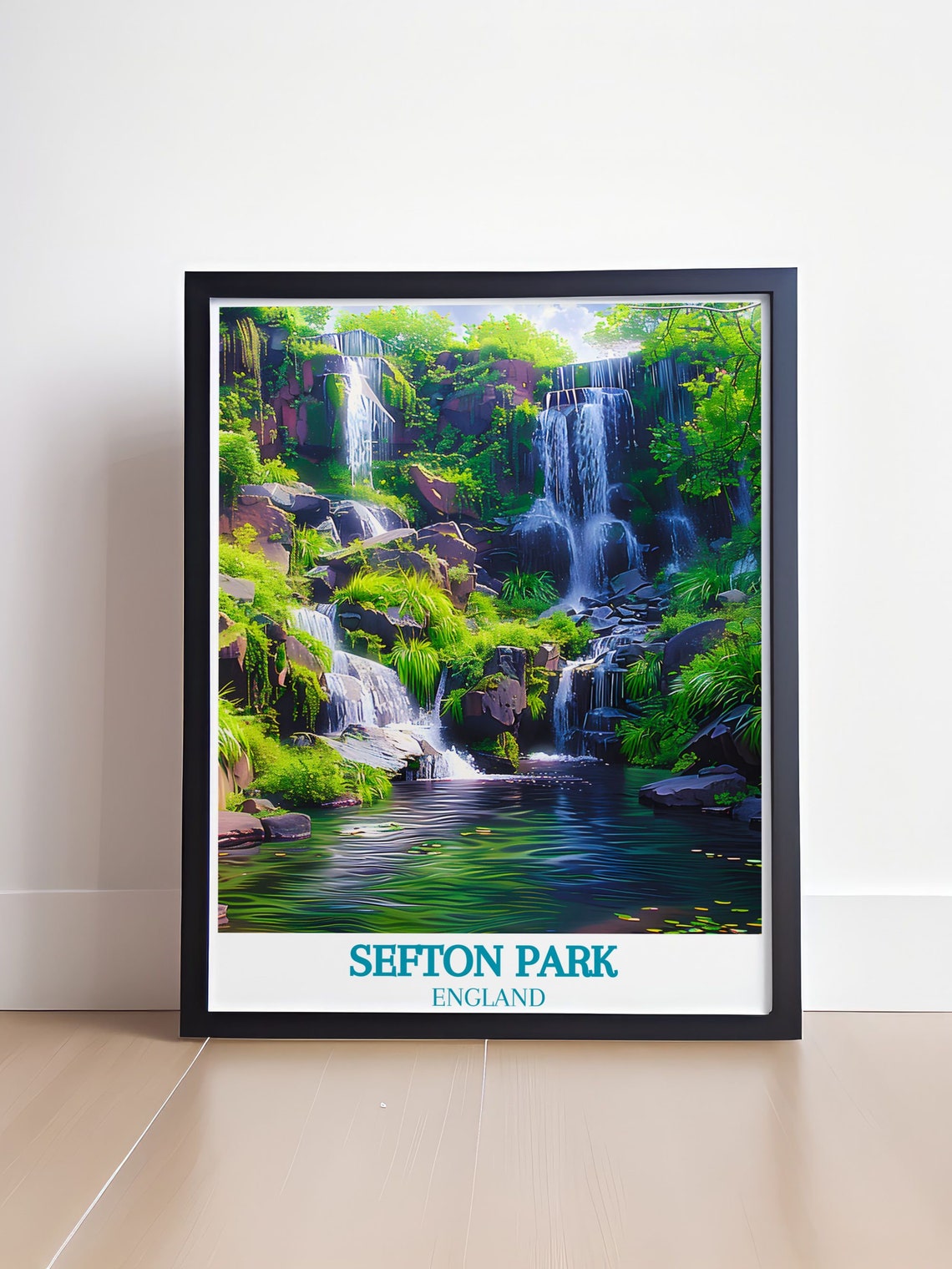 Sefton Park Fairy Glen Waterfall Cascade England Travel Poster - Image 4