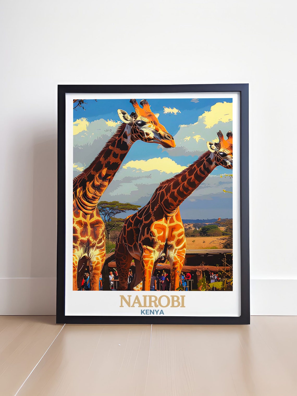 Nairobi Kenya Two Giraffes on Golden Savanna Wildlife Poster - Image 4
