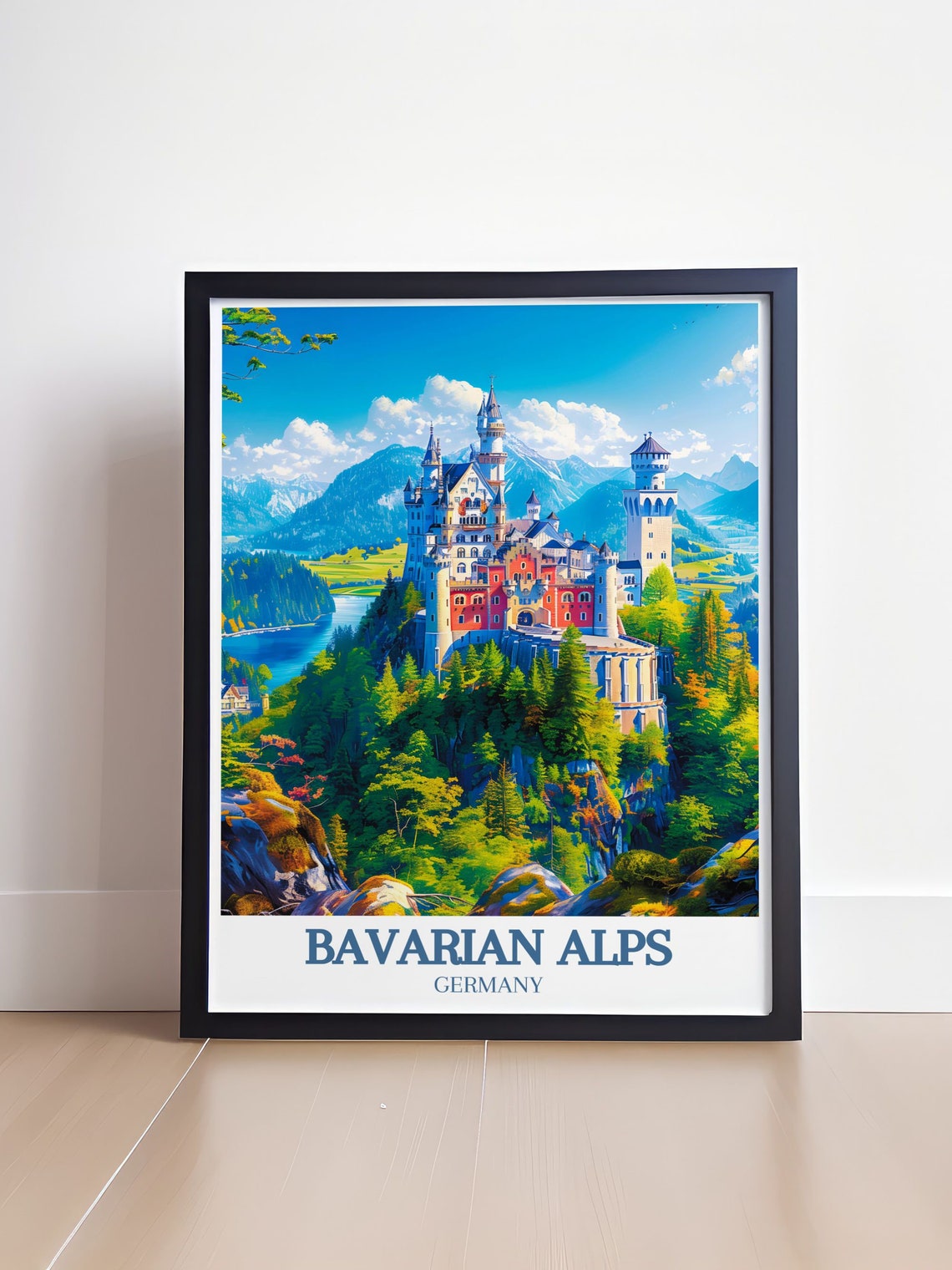 Bavarian Alps Neuschwanstein Castle Forest Lake Summer Poster - Image 4