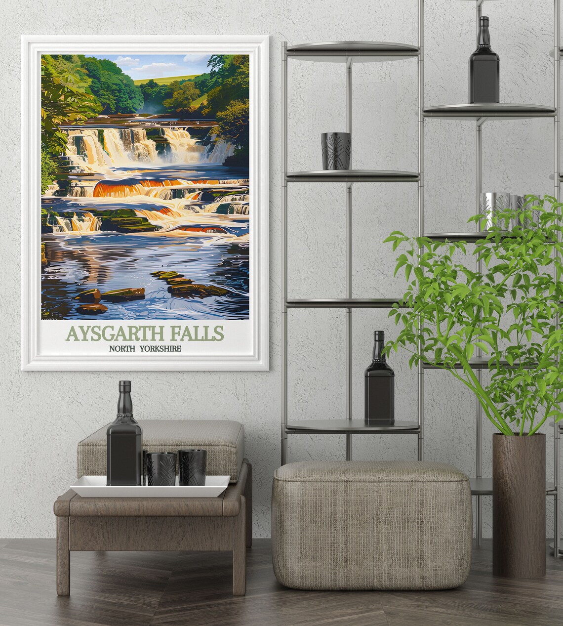 Aysgarth Falls Retro Poster, National Park Print - Image 3