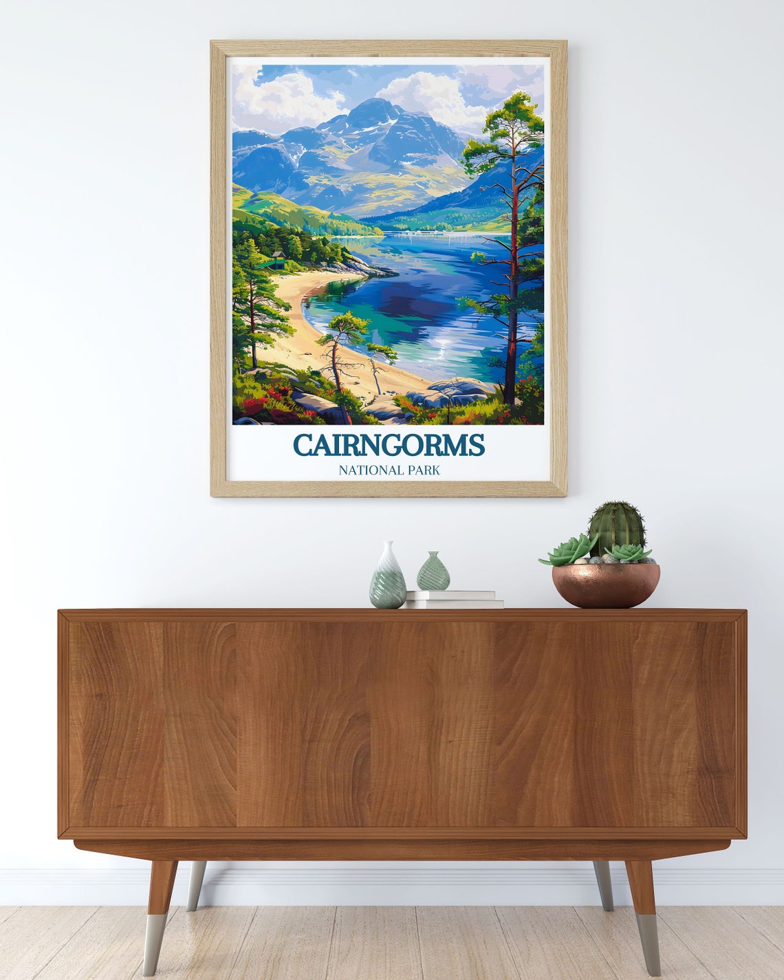 Cairngorms National Park Sandy Lake Shore Pine Landscape Poster - Image 3