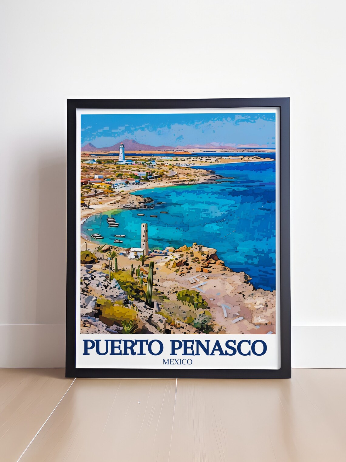 Puerto Penasco Mexico Coastal Bay Town Lighthouse Travel Poster - Image 4