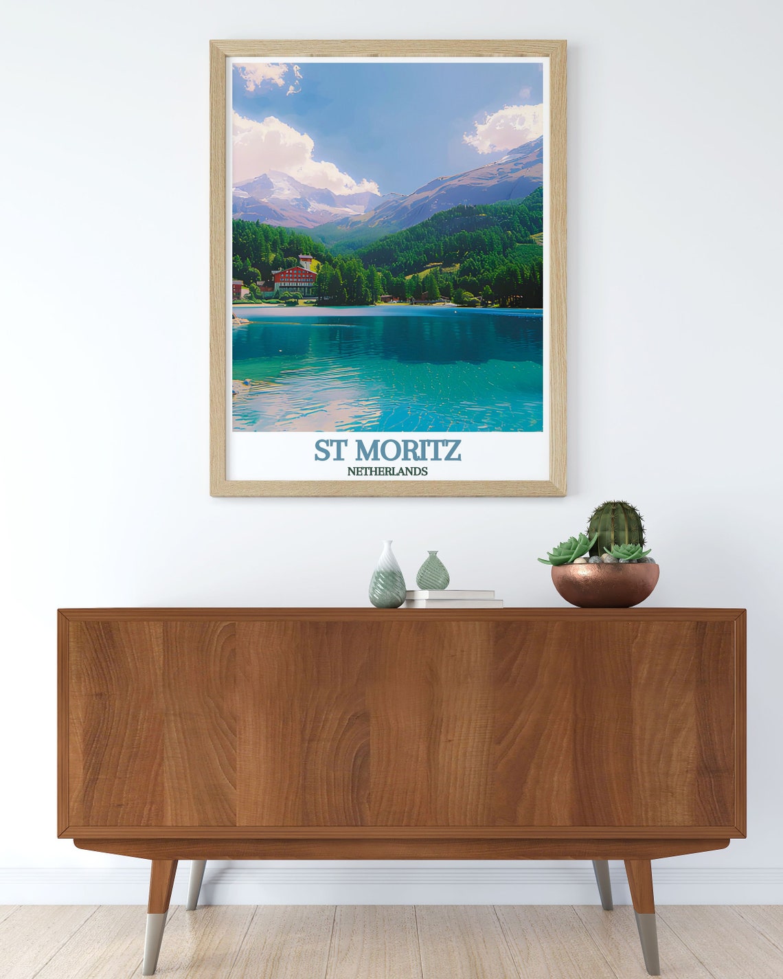 Lake St Moritz Turquoise Alpine Water Mountain View Travel Poster - Image 2