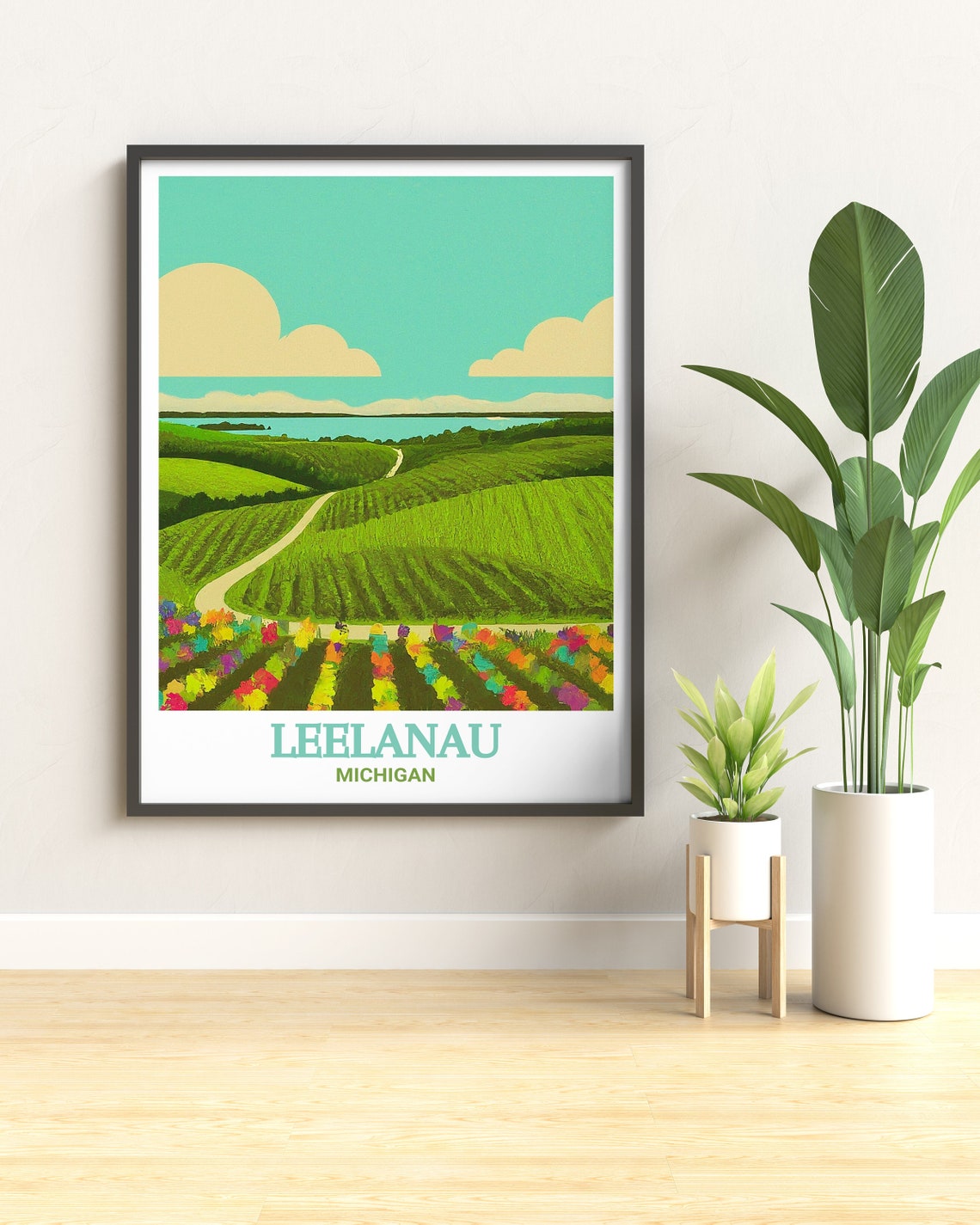 Leelanau Michigan Wine Trail Vineyard Rows Flower Fields Poster - Image 2