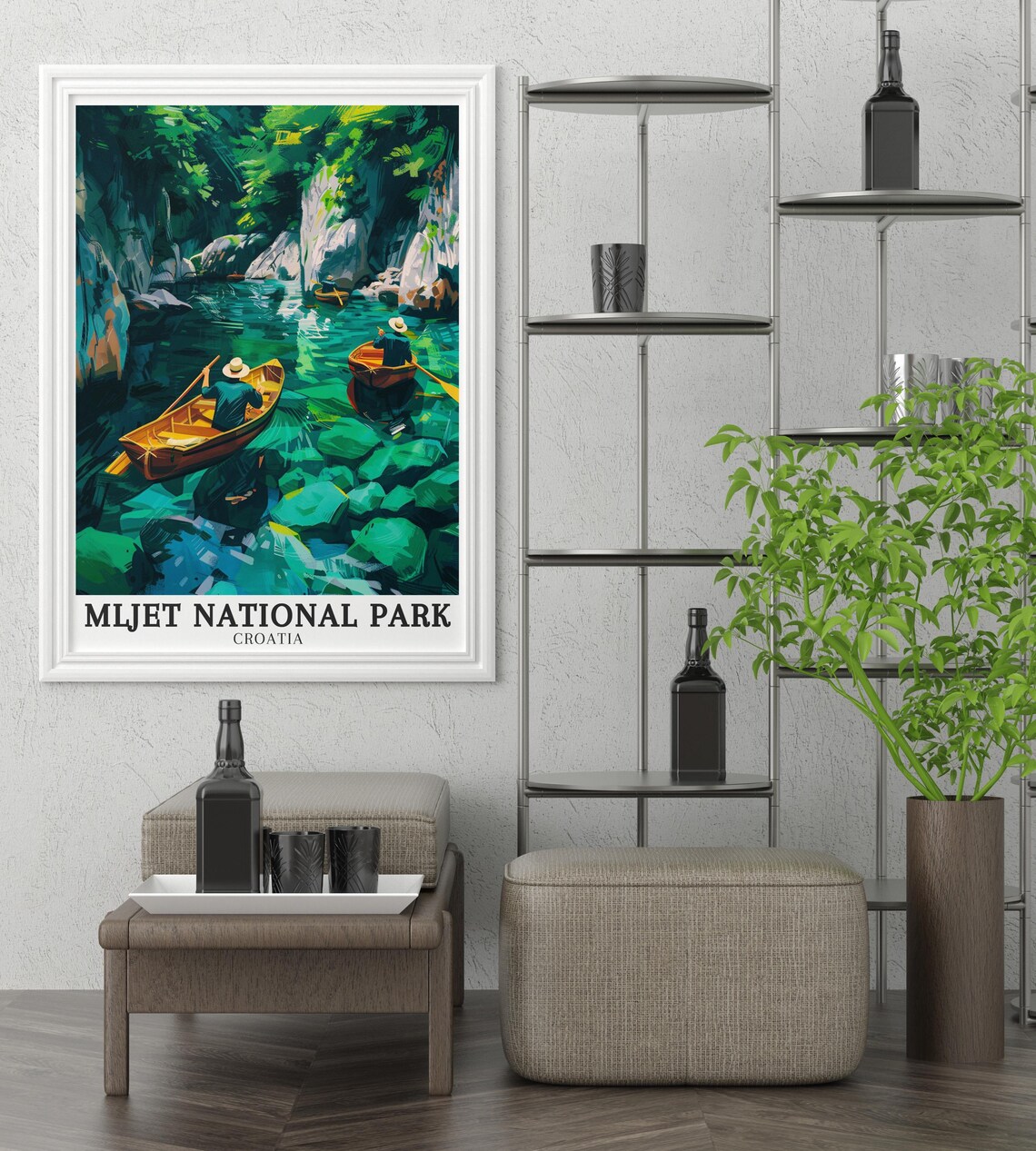 Mljet National Park Croatia Poster Rowboats in Emerald Canyon Waters - Image 3