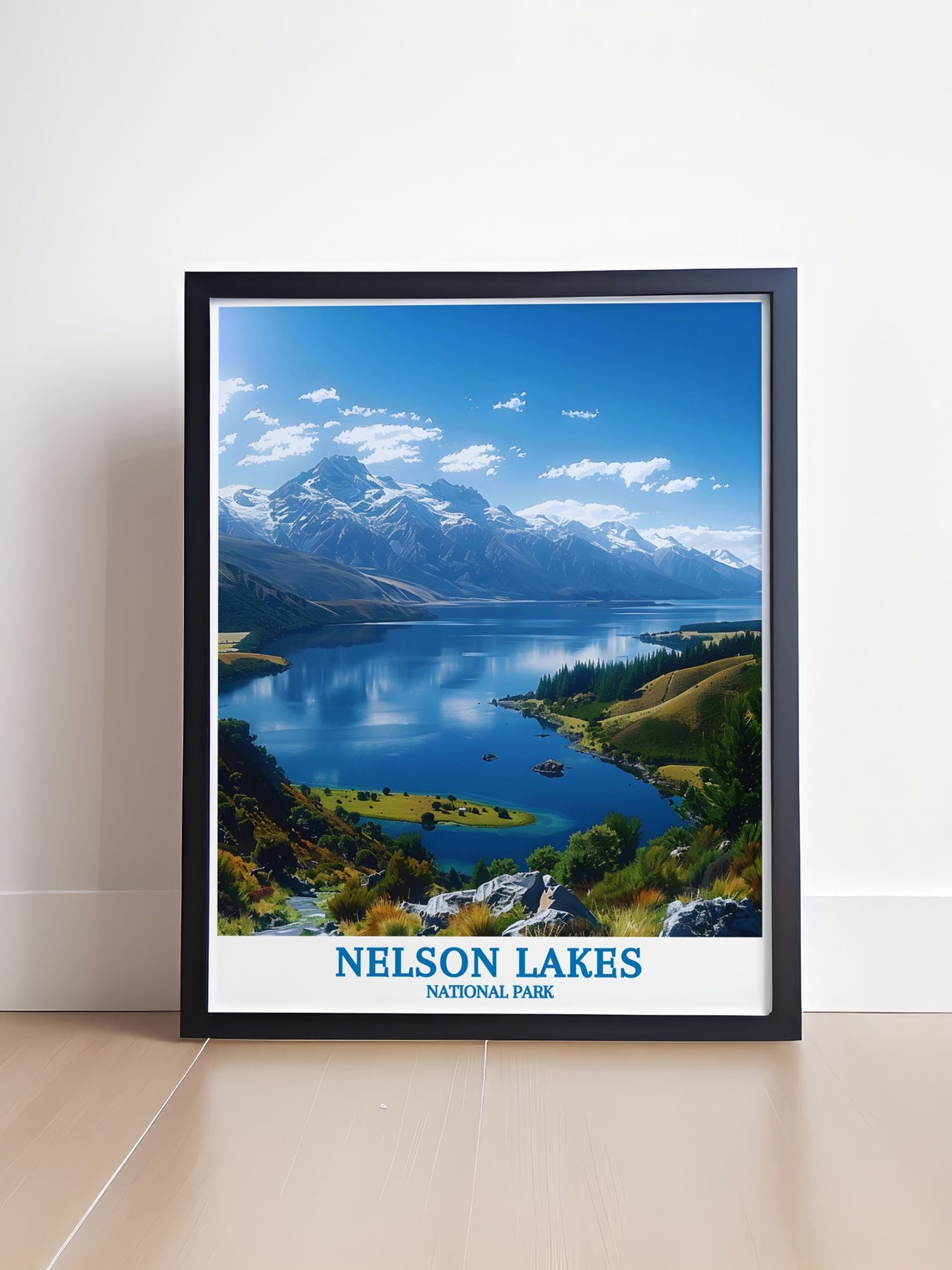 Nelson Lakes National Park Alpine Lake Below Snow Peaks Poster - Image 4
