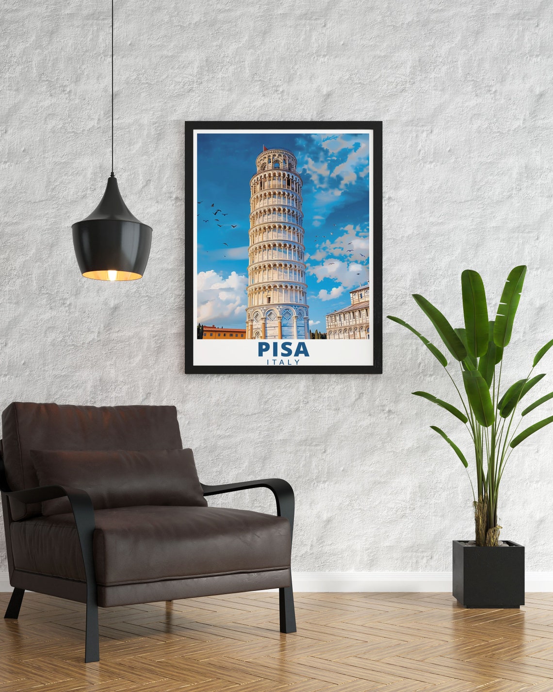 Pisa Leaning Tower Deep Blue Sky Birds Italy Landmark Poster - Image 2