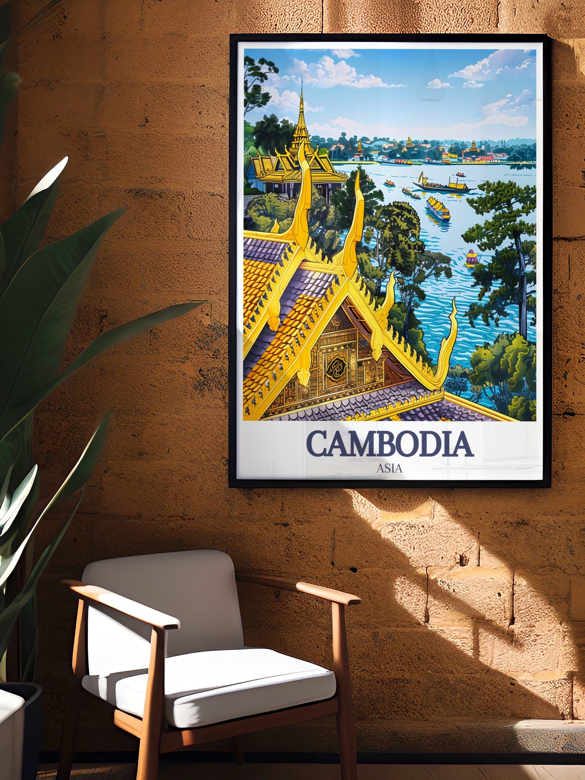 Royal Palace Phnom Penh Golden Temples Cambodia Travel Poster - Image 2