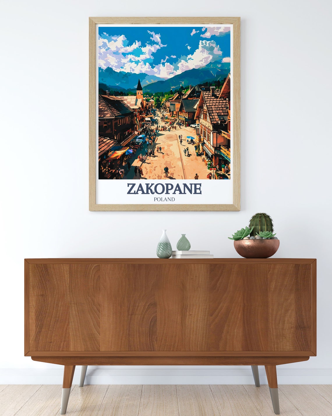 Zakopane Prints Travel Print Of Gubawka Hill And Krupwki Street Gubawka Hill And Krupwki Street Poster Zakopane Wall Art - Image 3