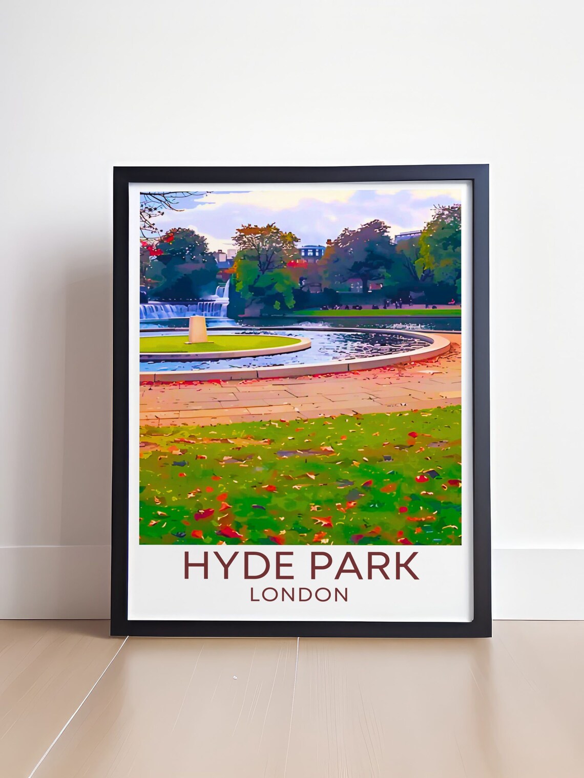 Hyde Park London Diana Memorial Fountain Autumn Leaves Poster - Image 4