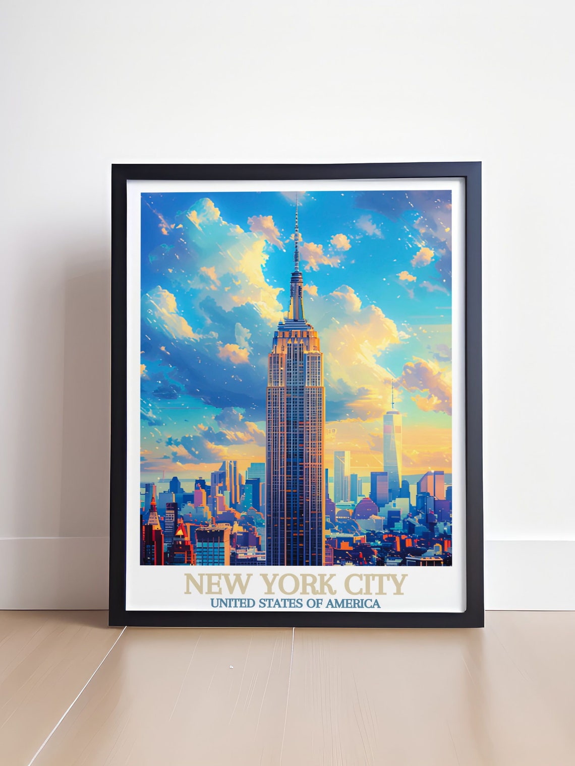 New York City Empire State Building Skyline Sunset Travel Poster - Image 4