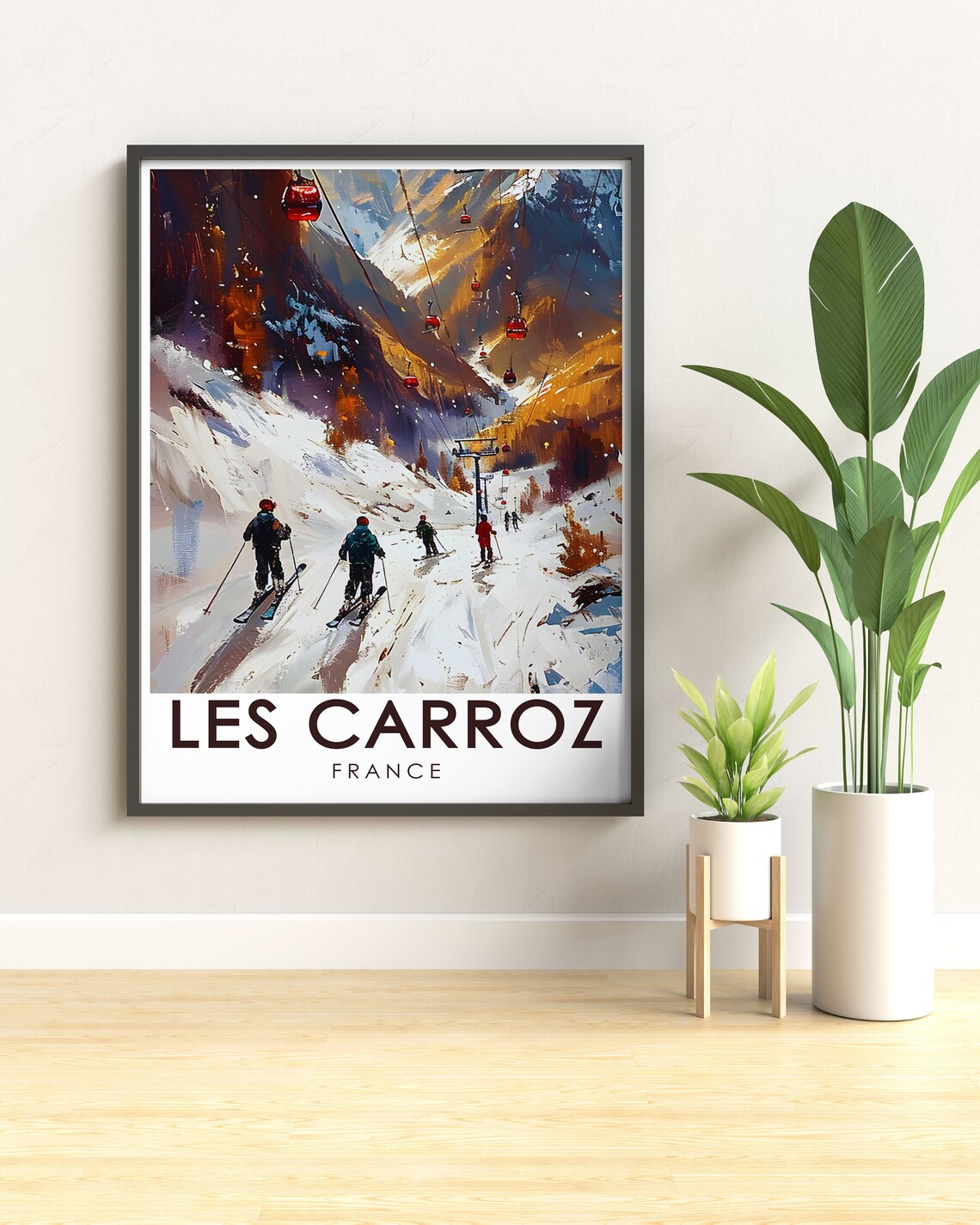Les Carroz Art Print Kdeuze Gondola And French Alps Decor French Alps Travel Decor Vibrant Ski Artwork Cultural Travel Gift - Image 2