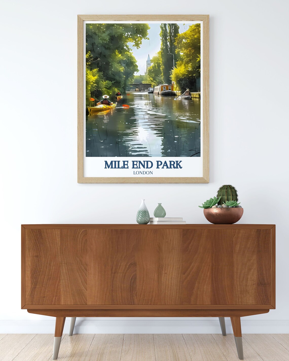 Mile End Park London Kayakers Paddling on Regent's Canal Poster - Image 2