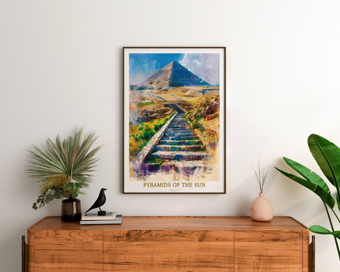 Pyramids Of The Sun Mexico Stone Steps Ascending Pyramid Travel Poster - Image 2