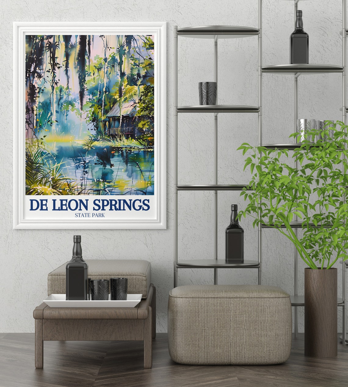 De Leon Springs State Park Poster Florida Cypress Swamp Watercolor - Image 2