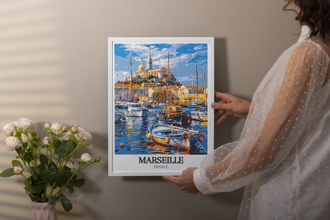 Marseille Travel Print Vieuxport Poster French Coastal Art Scenic Travel Art Serene France Decor Travel Art Print France Decor - Image 3