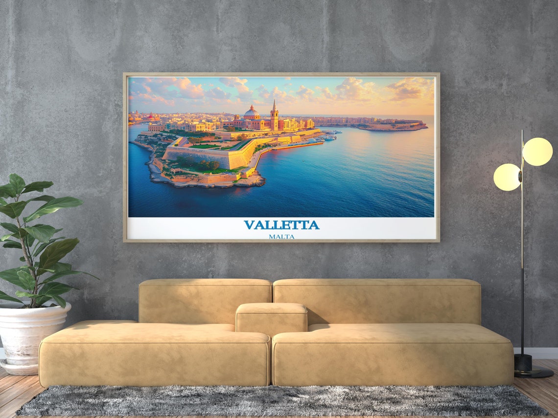 Valletta Grand Harbour Malta Sunset Aerial View Travel Poster - Image 2