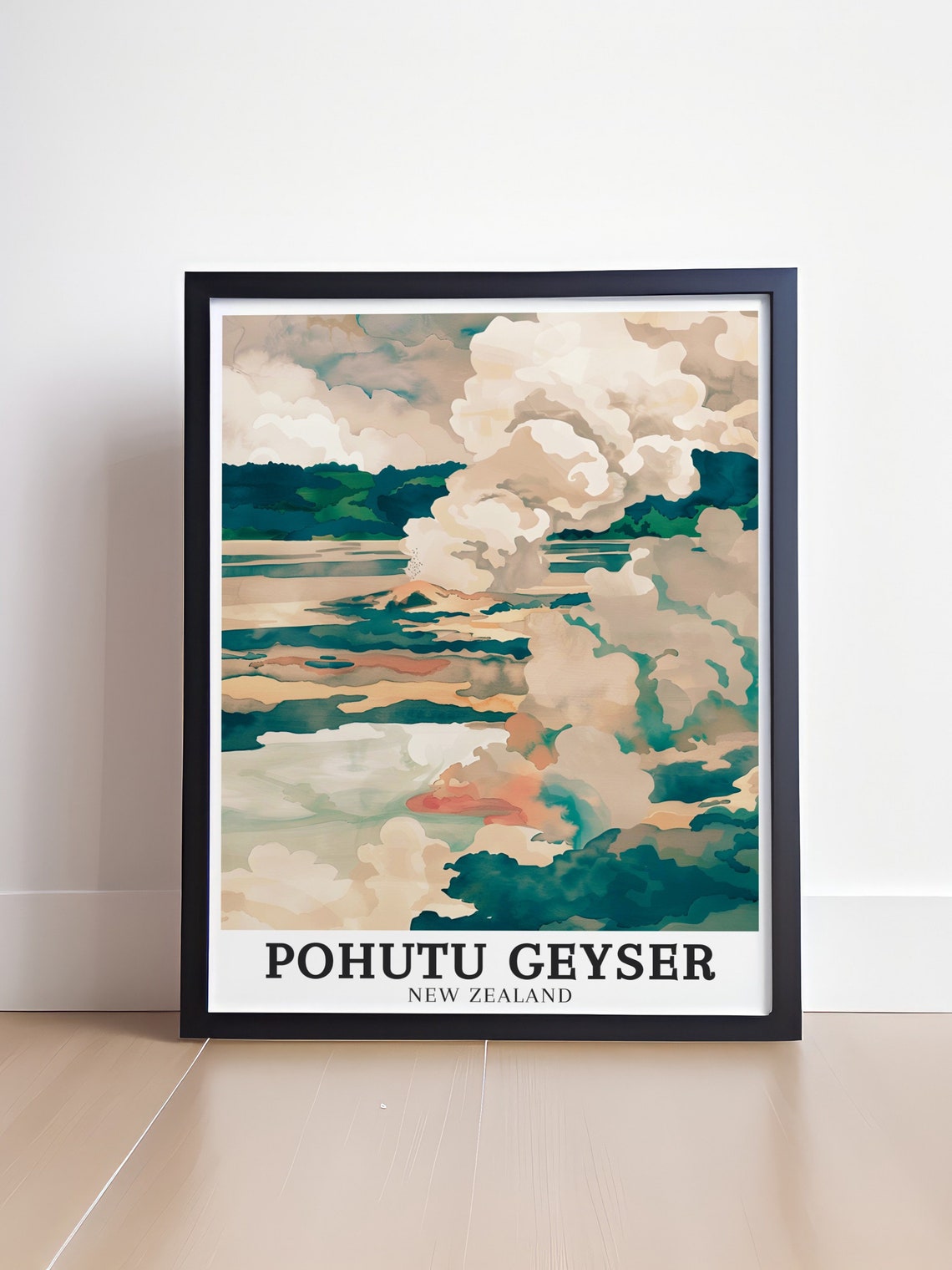 Pohutu Geyser New Zealand Thermal Steam Clouds Rotorua View Poster - Image 4