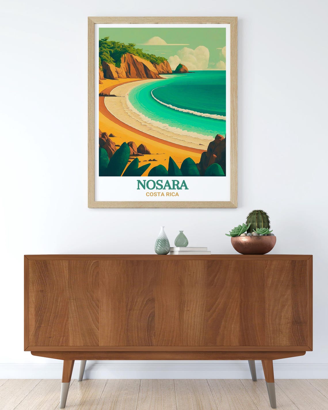 Nosara Costa Rica Turquoise Beach Cliffs Surfing Paradise Poster - Image 2