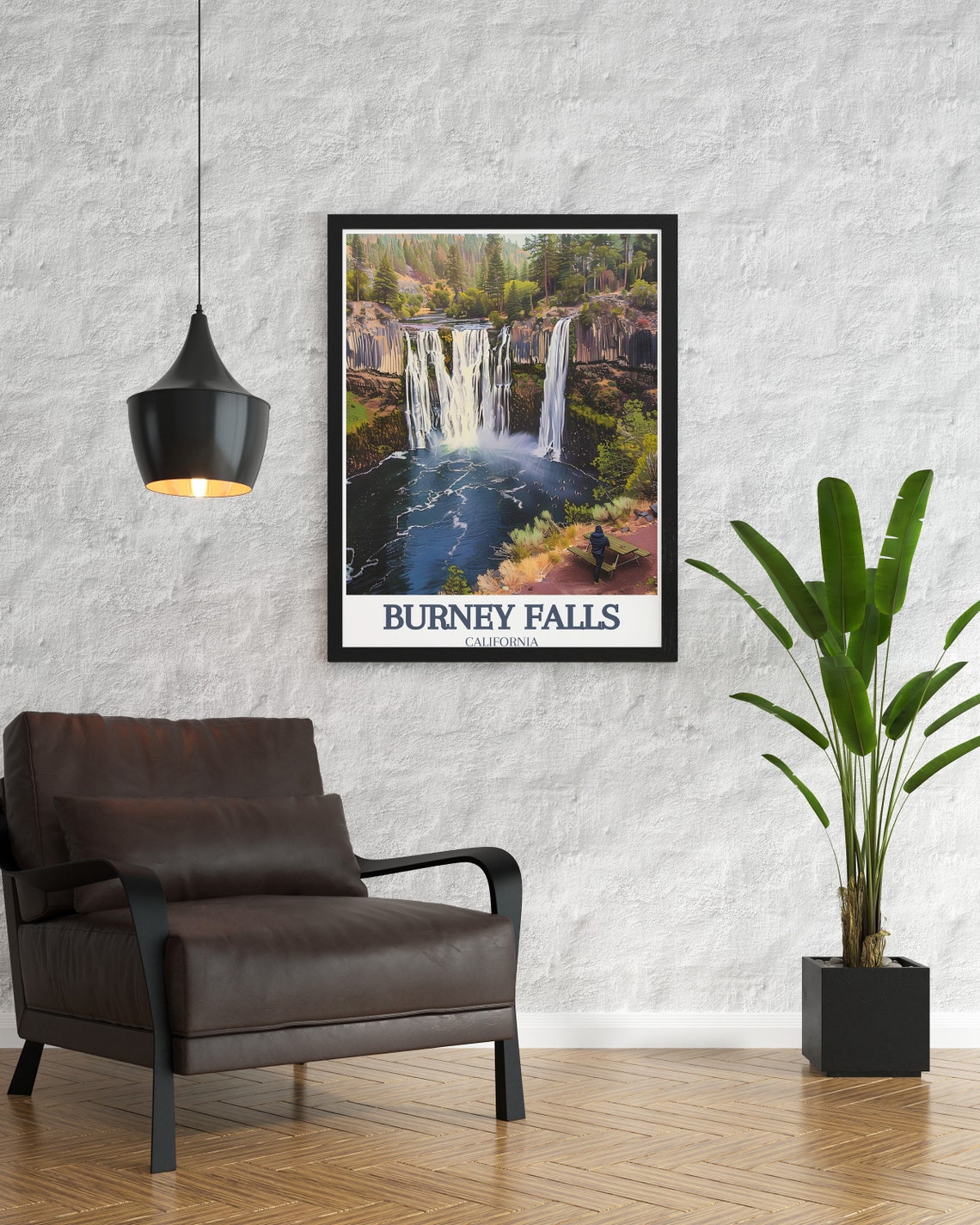 Burney Falls Wide Waterfall Over Basalt Cliffs And River Poster - Image 2