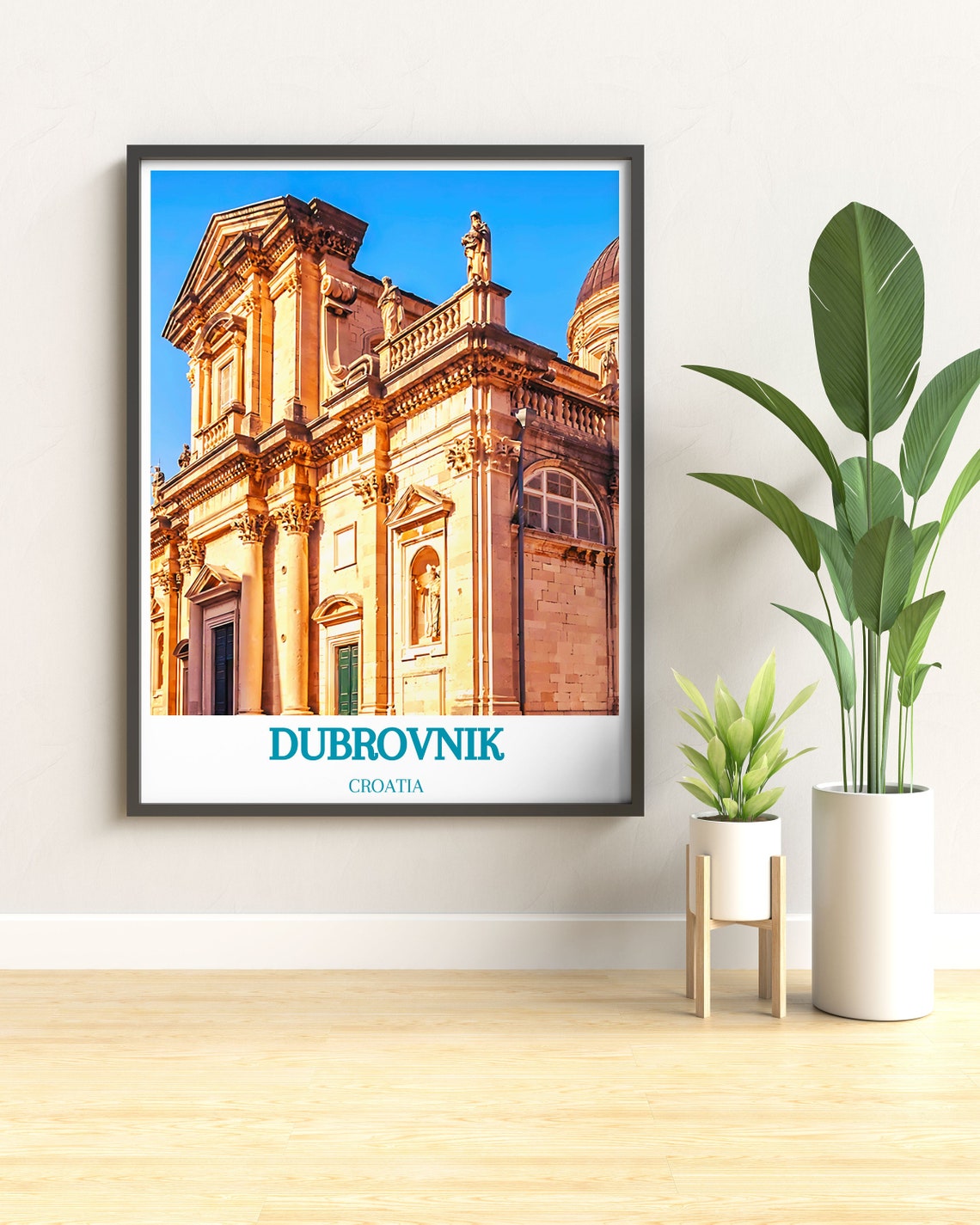 Dubrovnik Croatia Historic Stone Cathedral Facade Detail Poster - Image 2