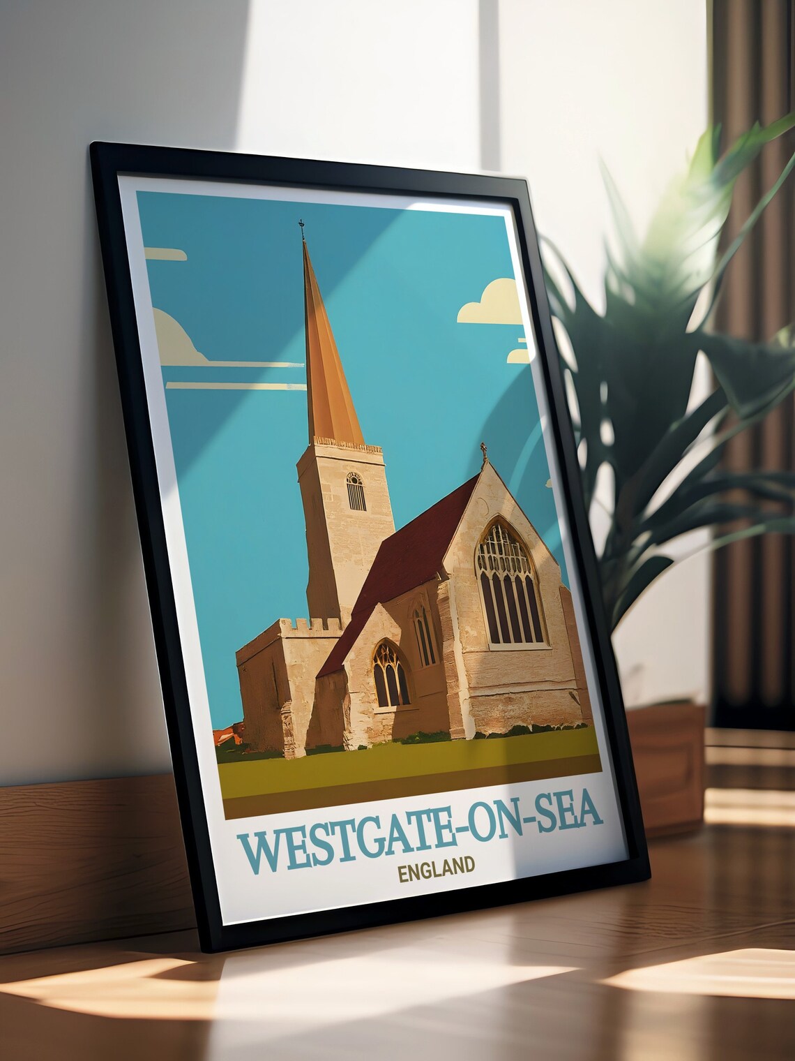 Westgate-on-Sea Kent St Saviours Church Spire Retro Travel Art Poster - Image 3