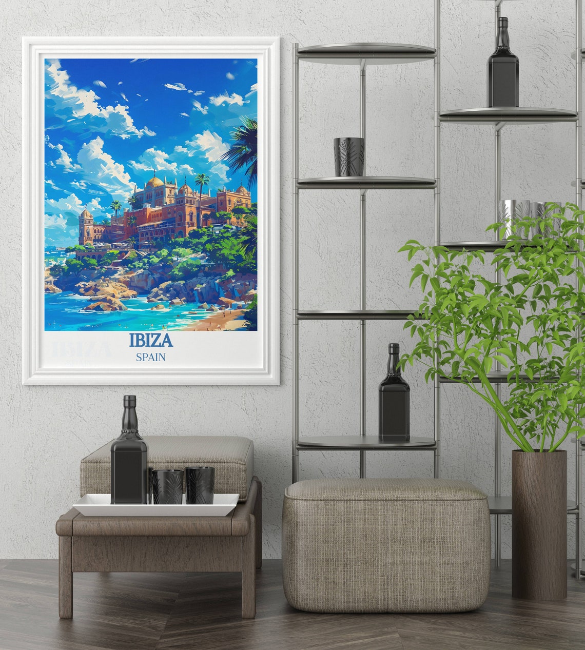 Ibiza Spain Cliffside Coastal Resort Turquoise Bay Travel Poster - Image 2