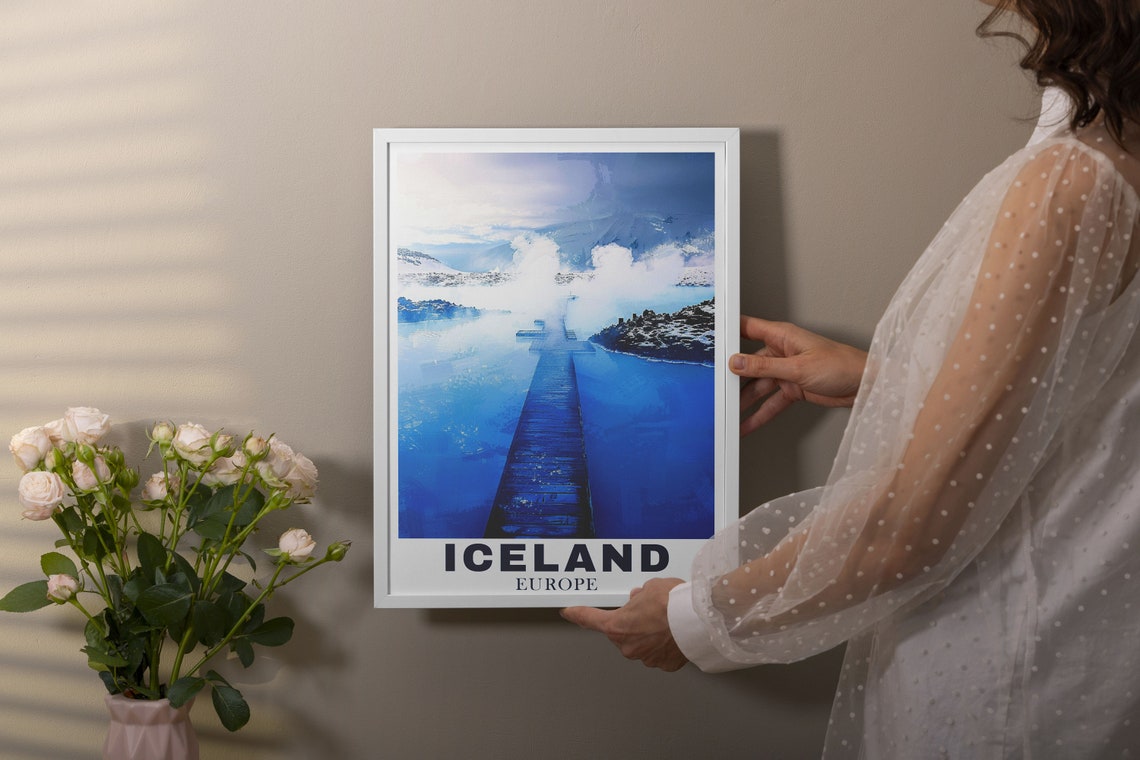 Blue Lagoon Steaming Pools Wooden Walkway Iceland Europe Travel Poster - Image 2