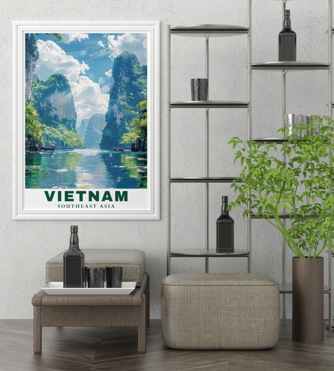 Vietnam Travel Poster Ha Long Bay Posters And City Art Prints Vietnam Wall Art And Ha Long Bay Decor Vietnam Travel Prints Home Decor - Image 3