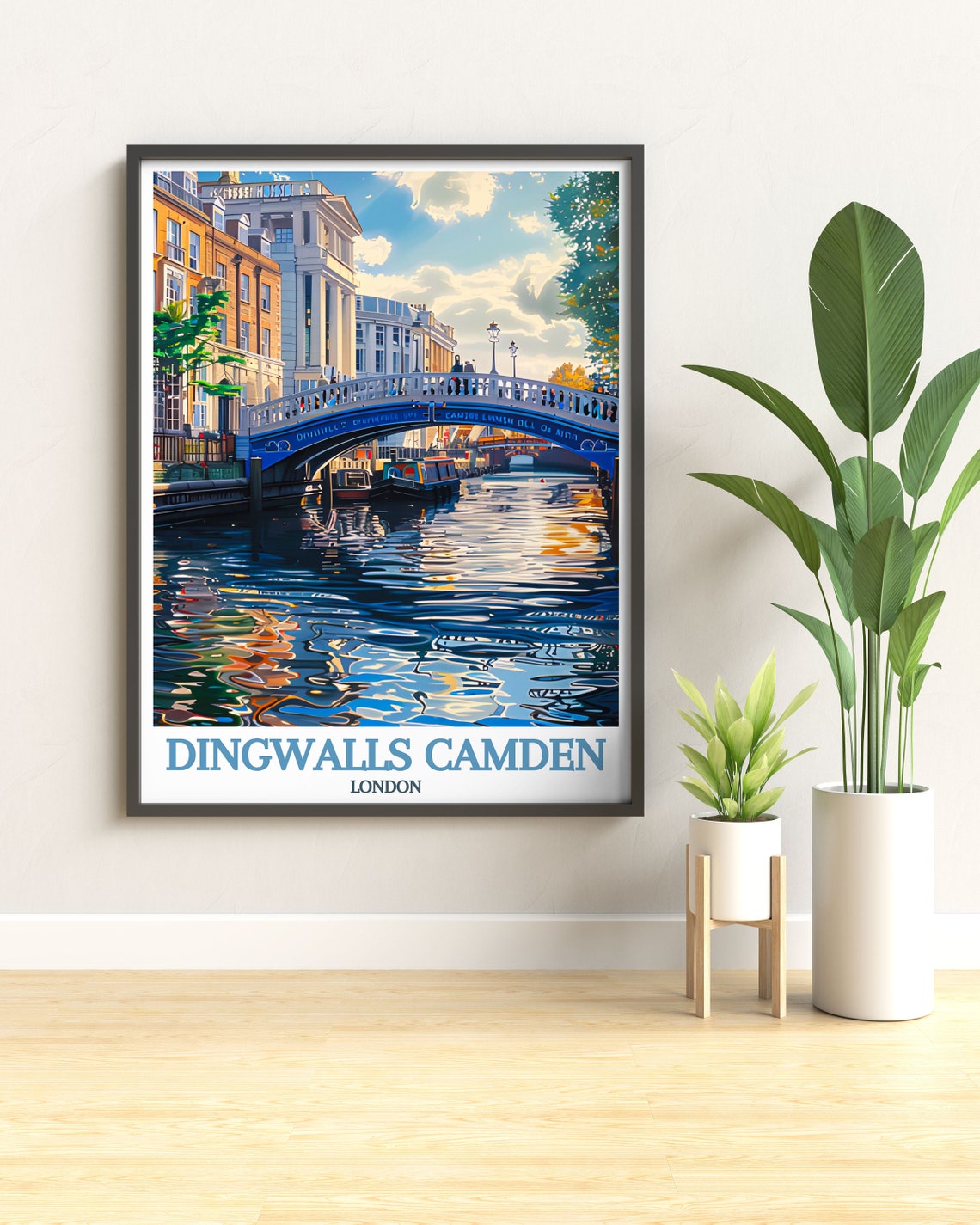 Dingwalls Camden Lock Bridge Canal Reflections London Poster - Image 3
