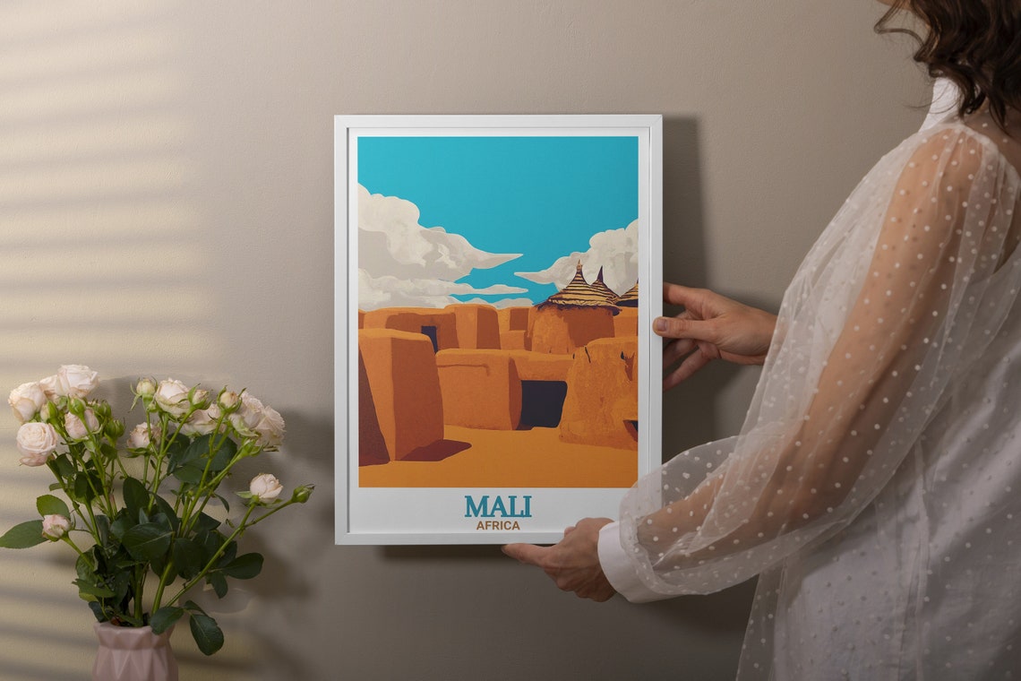 Mali Africa Bandiagara Escarpment Adobe Village Scene Poster - Image 3